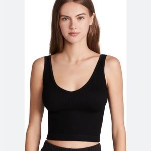 Free People Black Ribbed Sleeveless Crop Bra Tank Size M/L